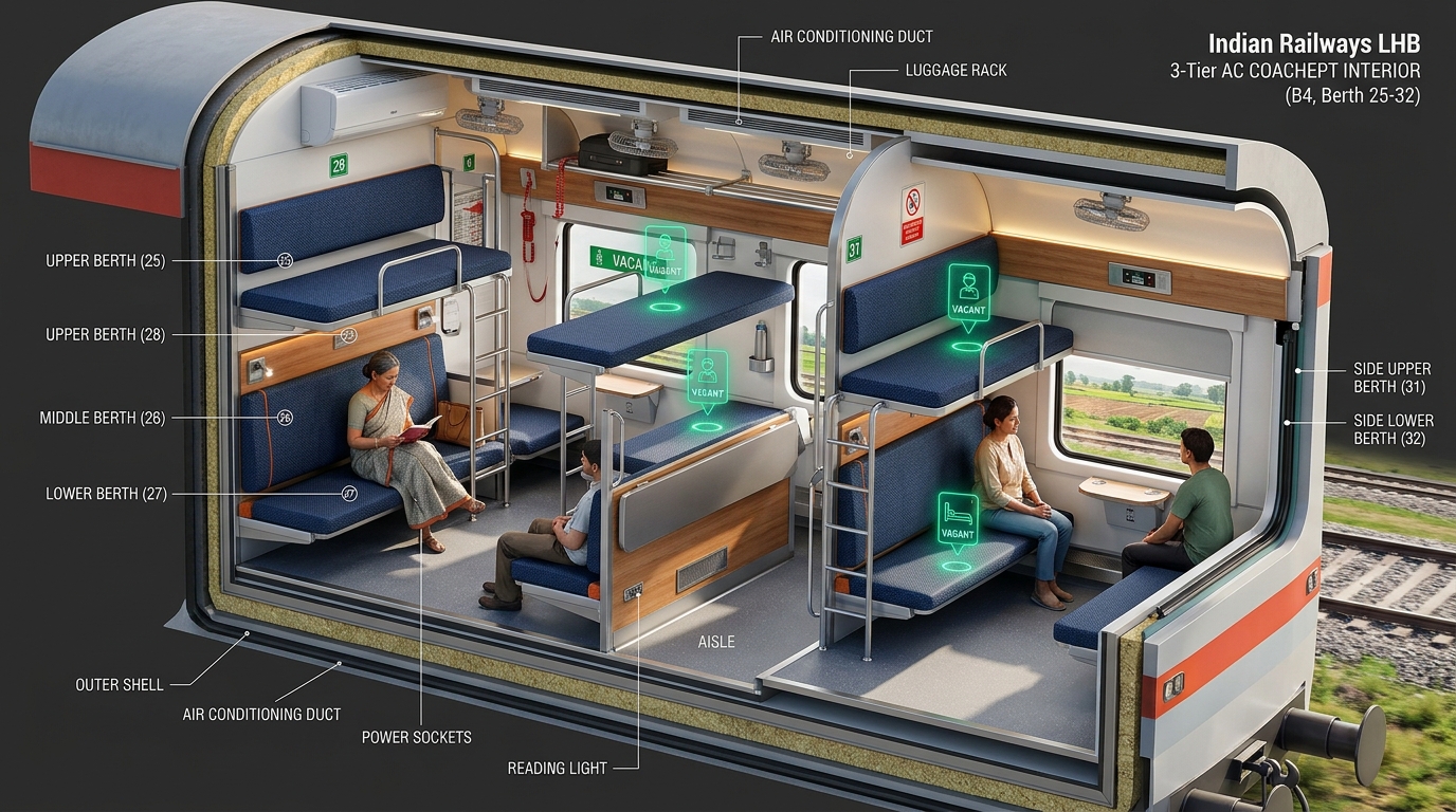 Indian Railways Coach Layout and Vacant Berths Understanding